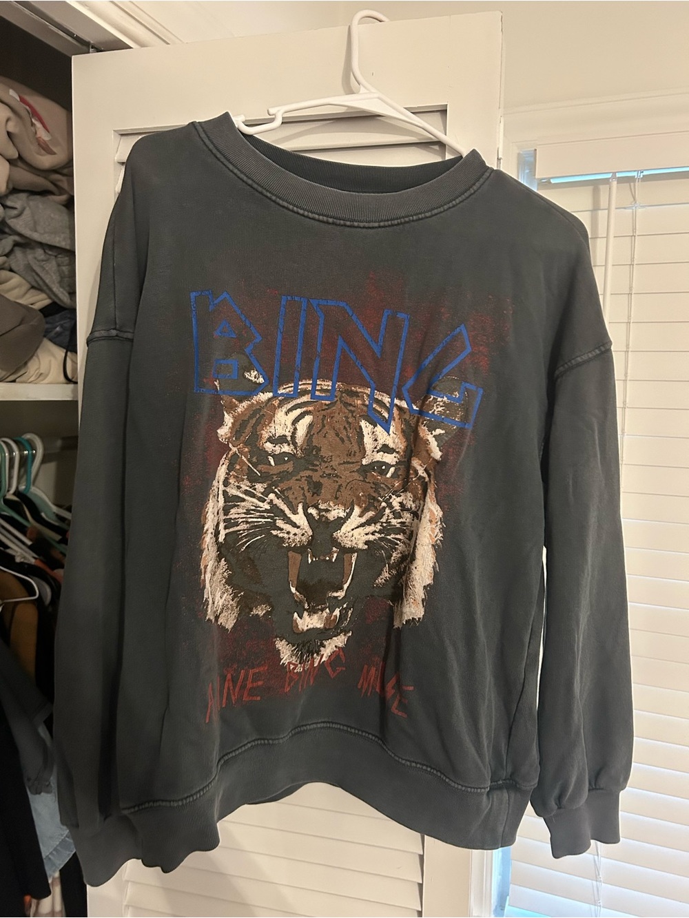Anine Bing Tiger Crewneck Charcoal